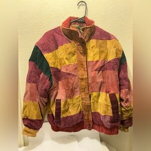 Vintage Outlaws Leather Fashions Color Block Leather Jacket Unisex Patchwork L